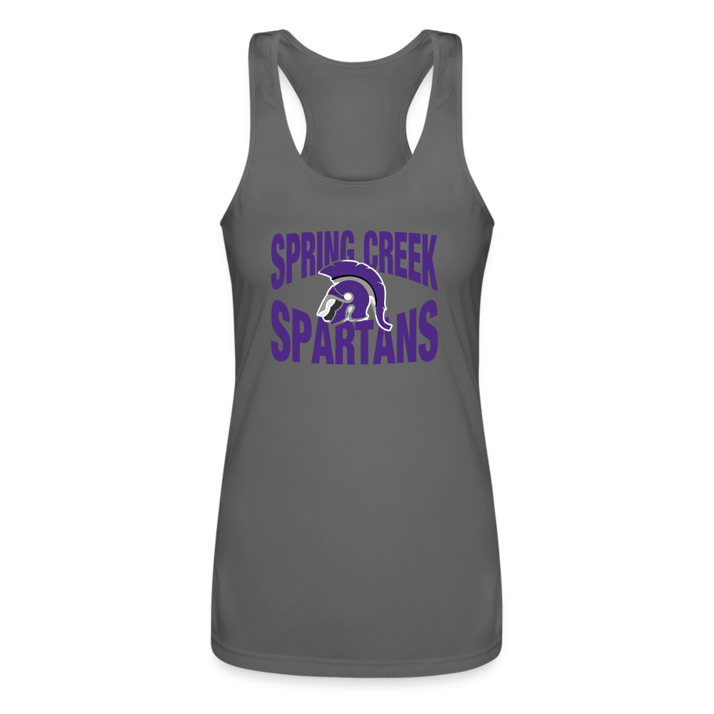 Women’s Spring Creek Spartans Performance Racerback Tank Top - charcoal