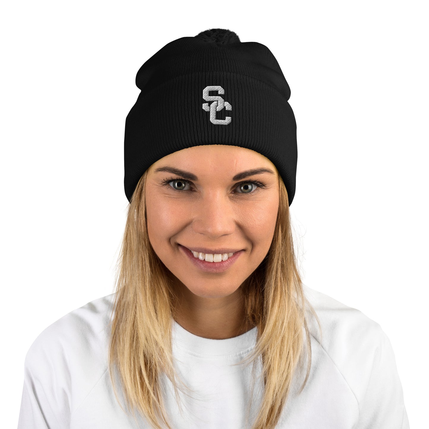 SC Interlocking Pom-Pom Beanie