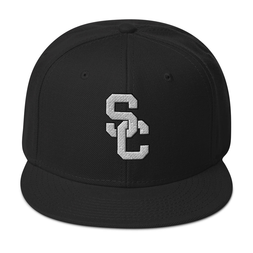 SC Black with White Lettering Snapback Hat