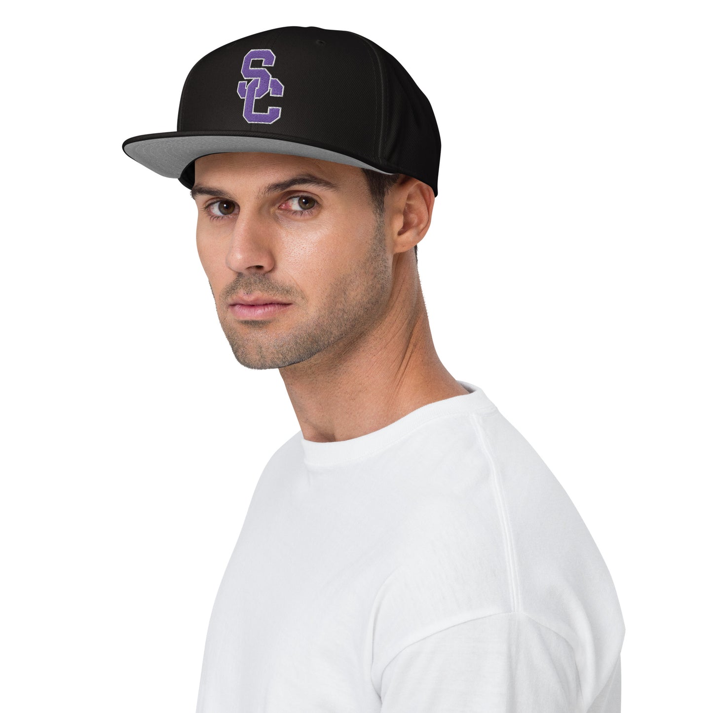 SC Black with Purple Lettering Snapback Hat