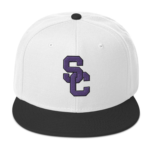 SC White and Black with Purple Lettering Snapback Hat