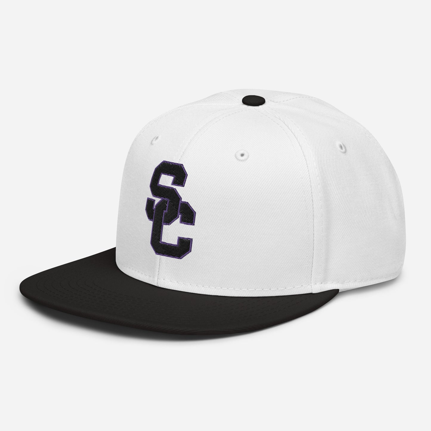 SC White and Black with Black Lettering Snapback Hat