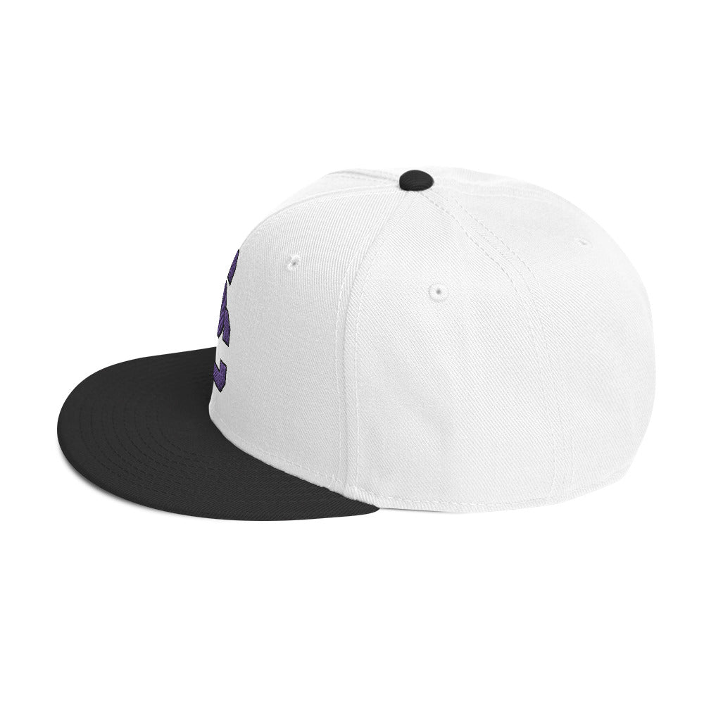 SC White and Black with Purple Lettering Snapback Hat