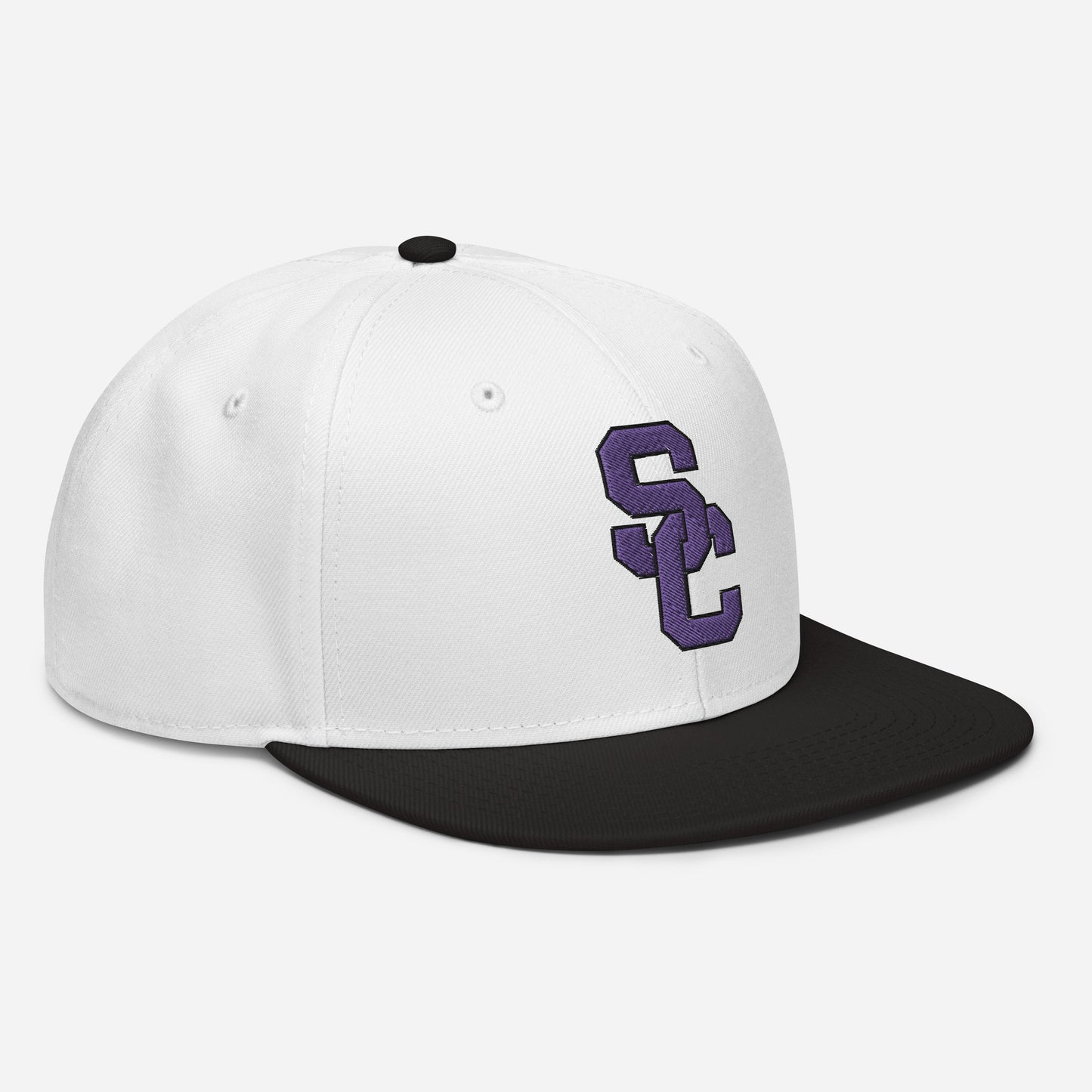 SC White and Black with Purple Lettering Snapback Hat