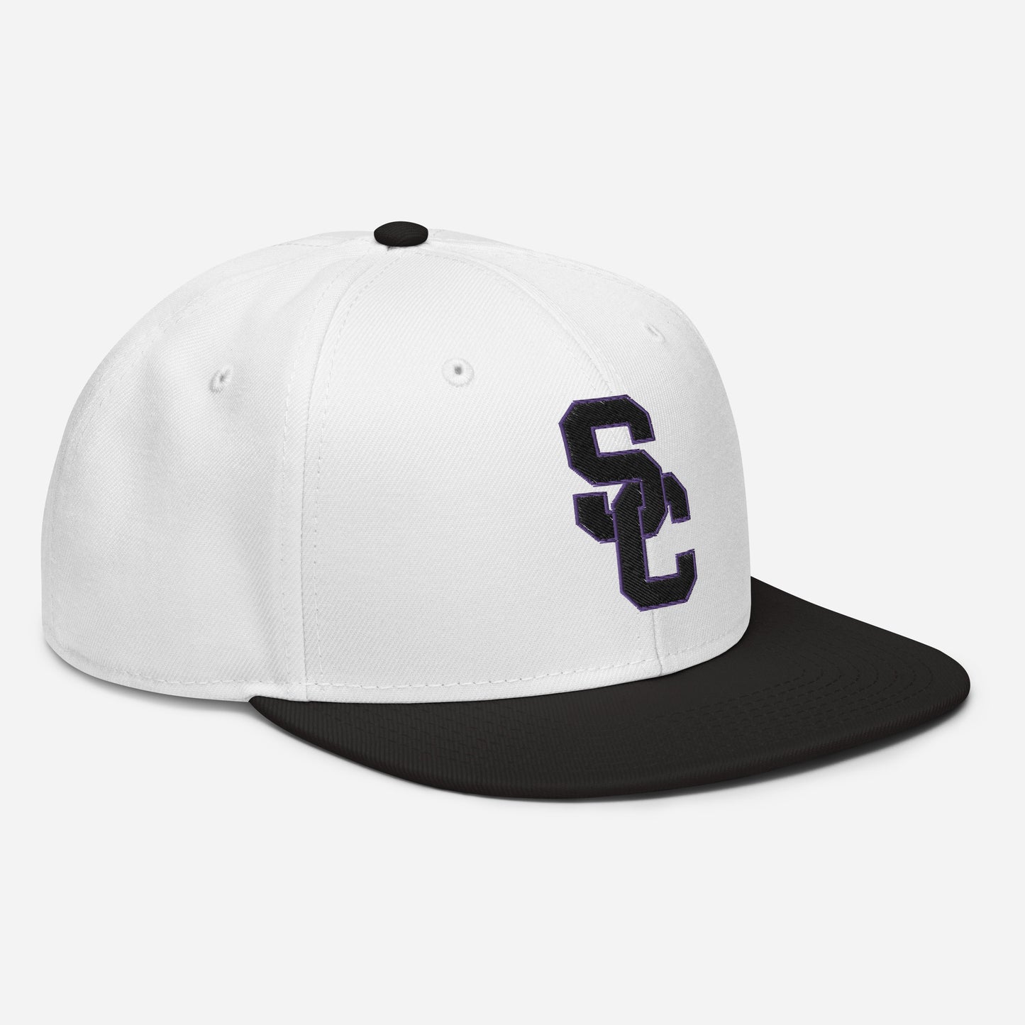 SC White and Black with Black Lettering Snapback Hat