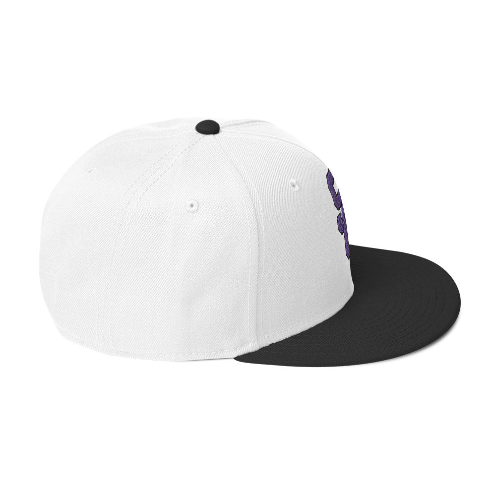 SC White and Black with Purple Lettering Snapback Hat