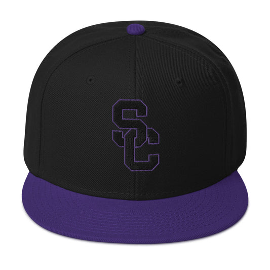 SC Black and Purple with Black Lettering Snapback Hat