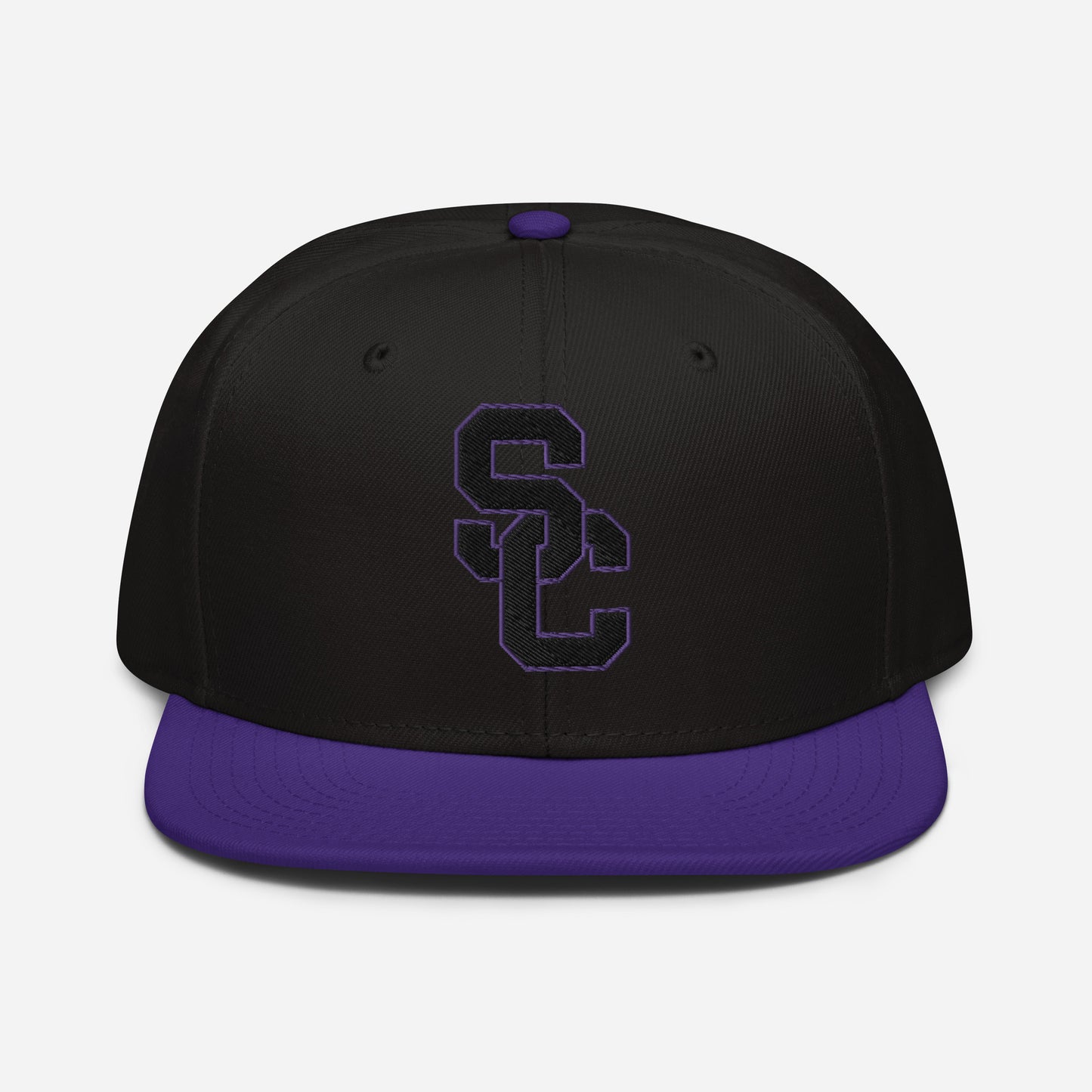 SC Black and Purple with Black Lettering Snapback Hat