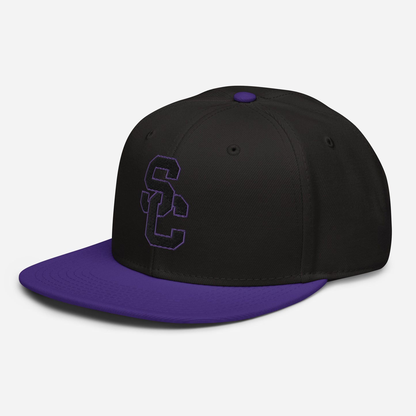 SC Black and Purple with Black Lettering Snapback Hat