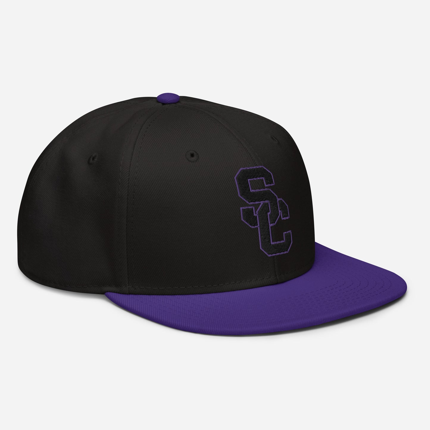 SC Black and Purple with Black Lettering Snapback Hat