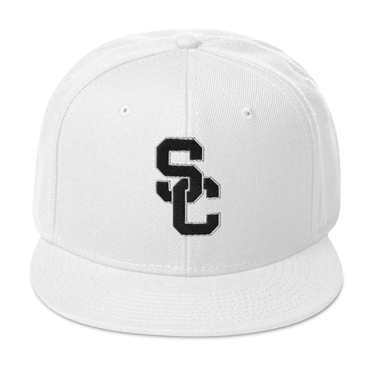 SC White with Black Lettering Snapback Hat