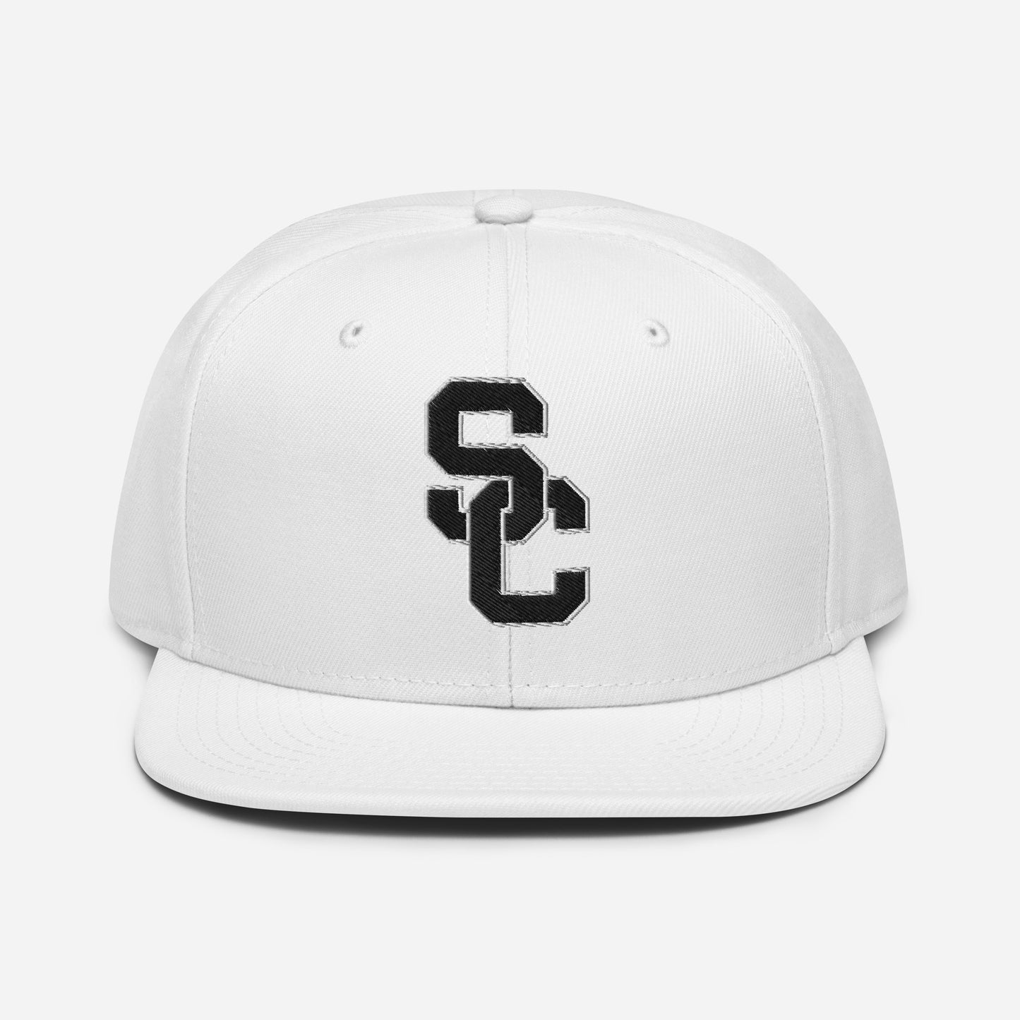 SC White with Black Lettering Snapback Hat