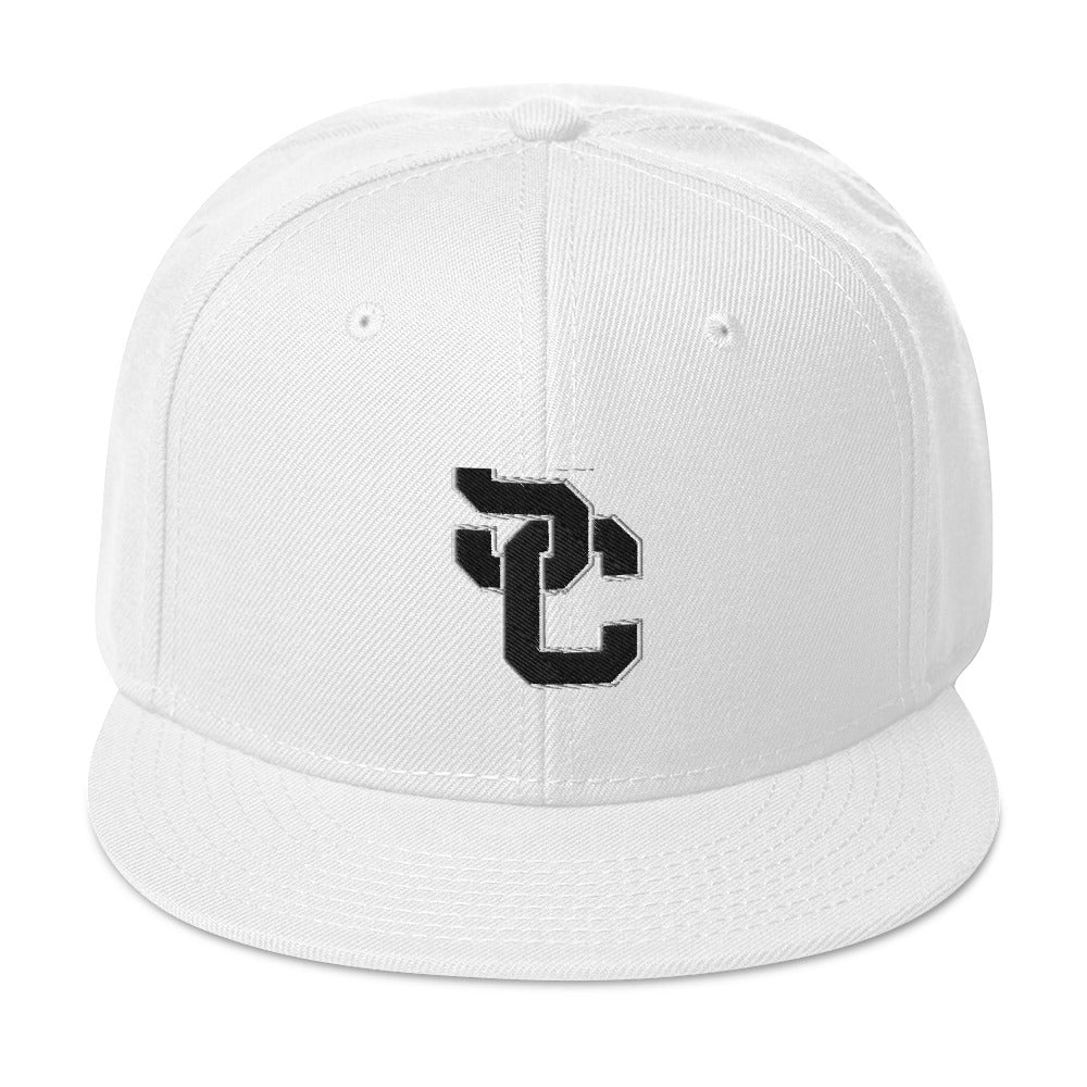 SC White with Black Lettering Snapback Hat