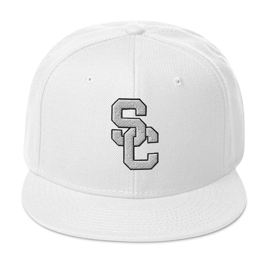 SC White with White Lettering Snapback Hat