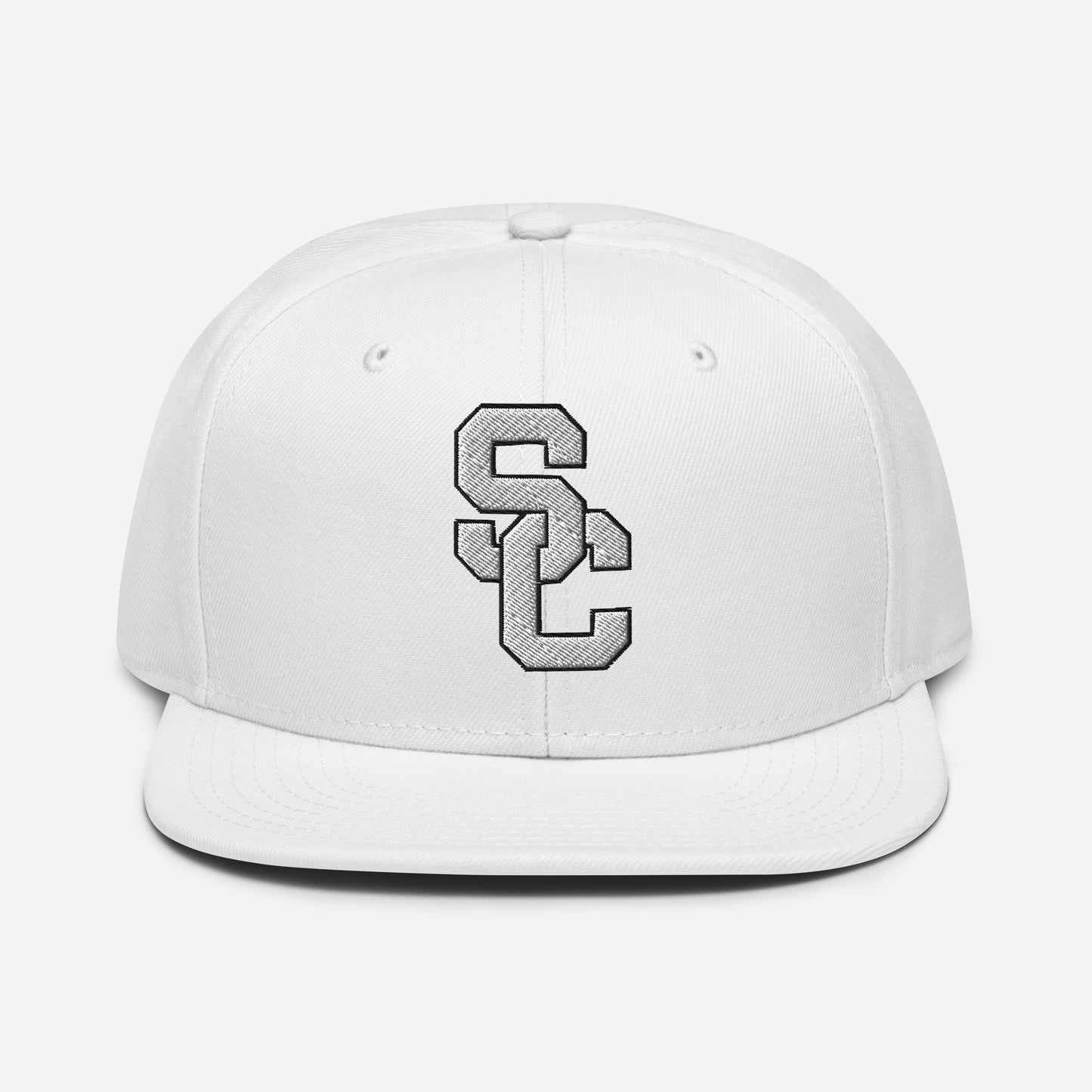 SC White with White Lettering Snapback Hat