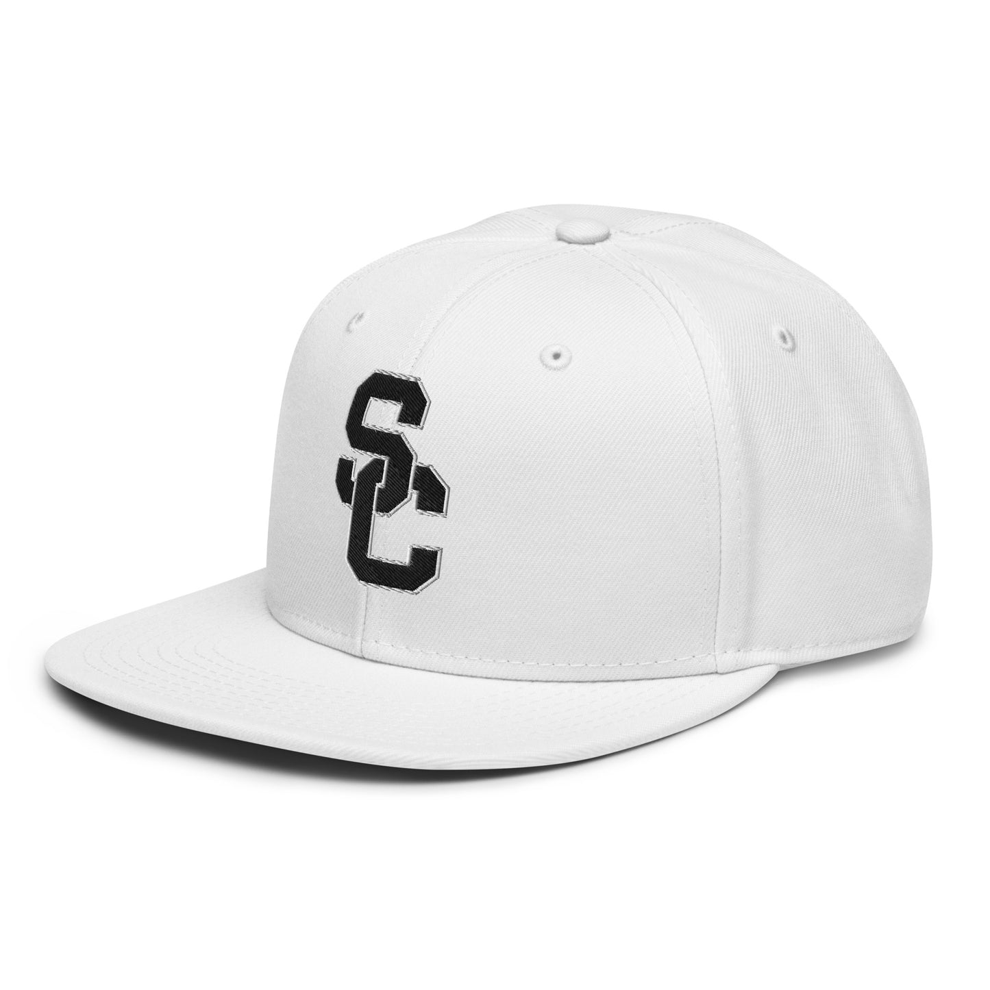 SC White with Black Lettering Snapback Hat