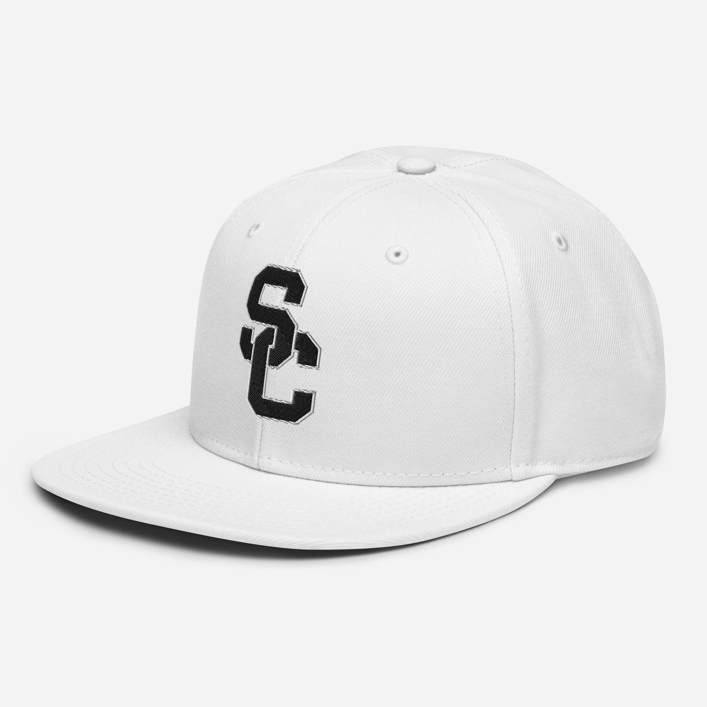 SC White with Black Lettering Snapback Hat