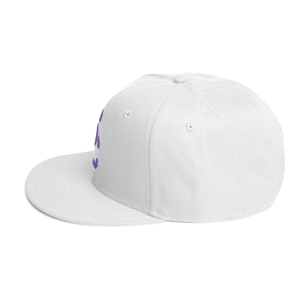 SC White with Purple Lettering Snapback Hat