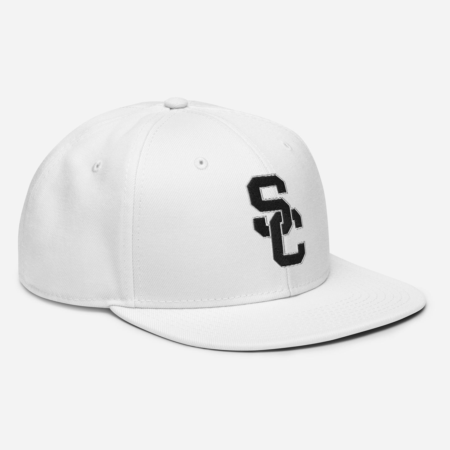 SC White with Black Lettering Snapback Hat