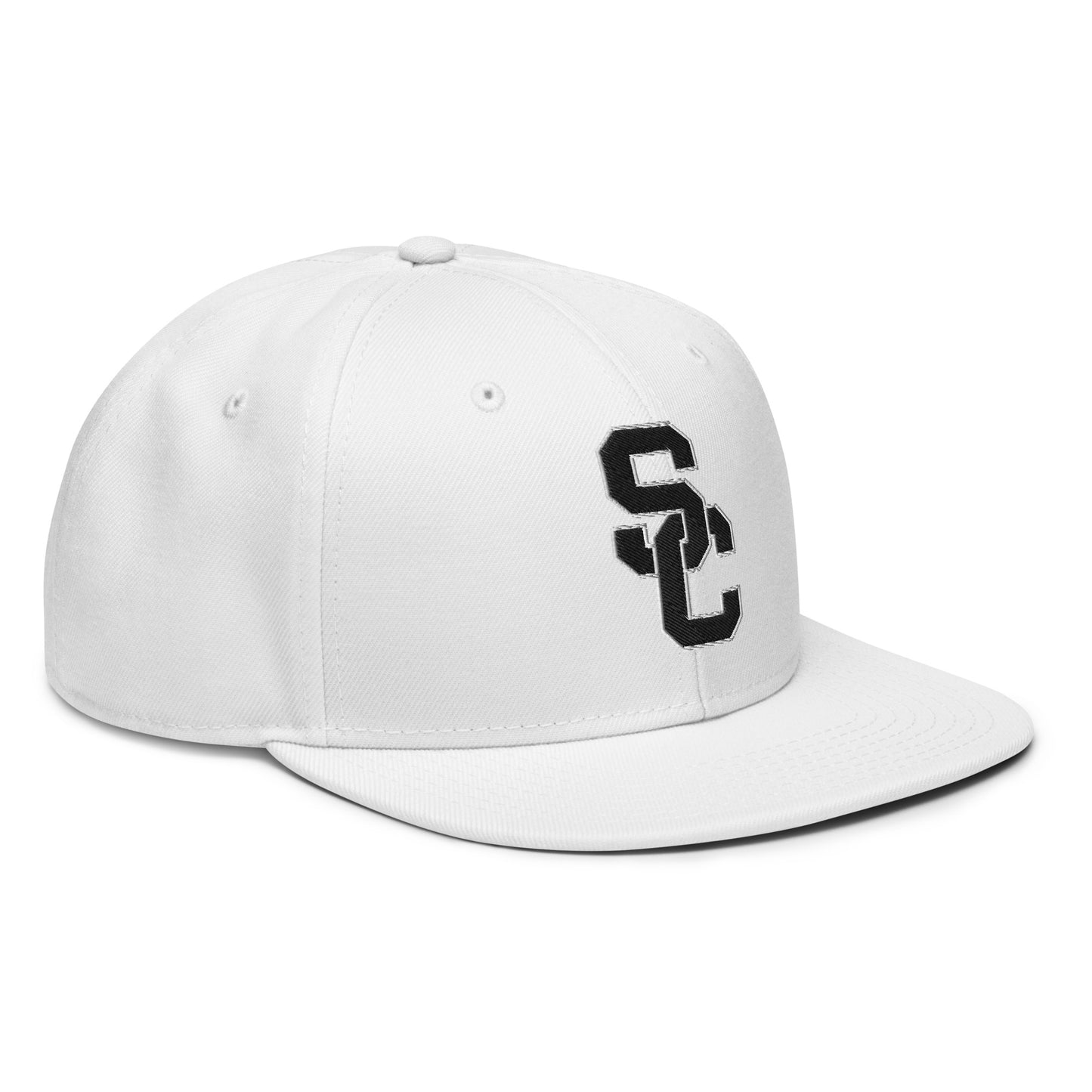 SC White with Black Lettering Snapback Hat