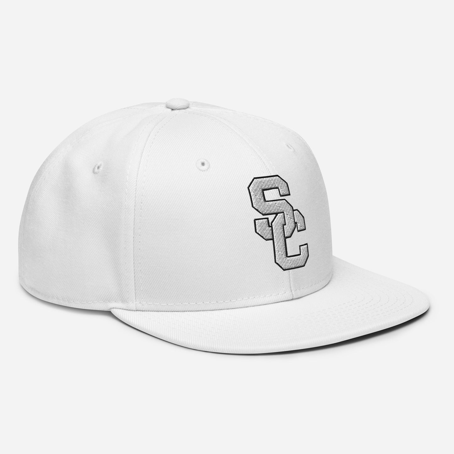 SC White with White Lettering Snapback Hat