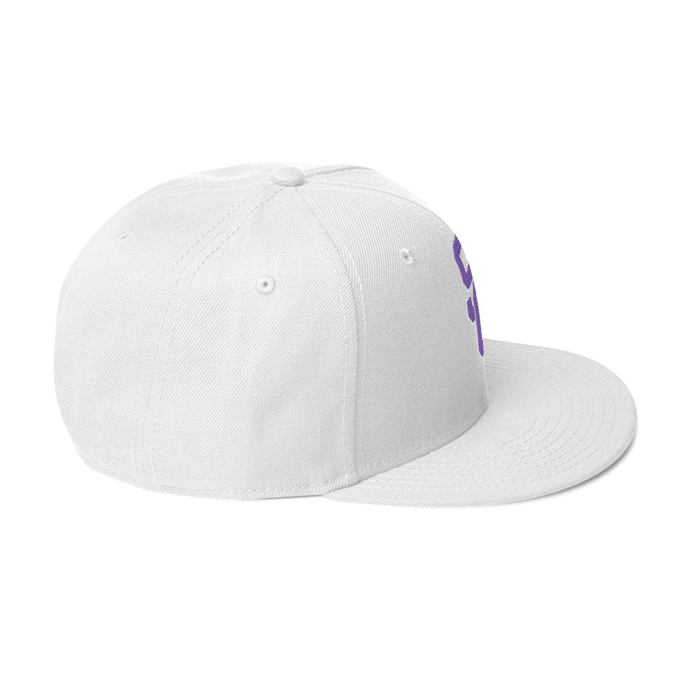 SC White with Purple Lettering Snapback Hat