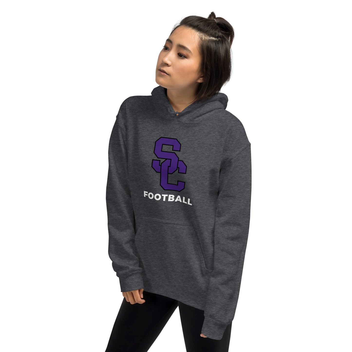 Interlocking SC Football Purple w/ White Unisex Hoodie