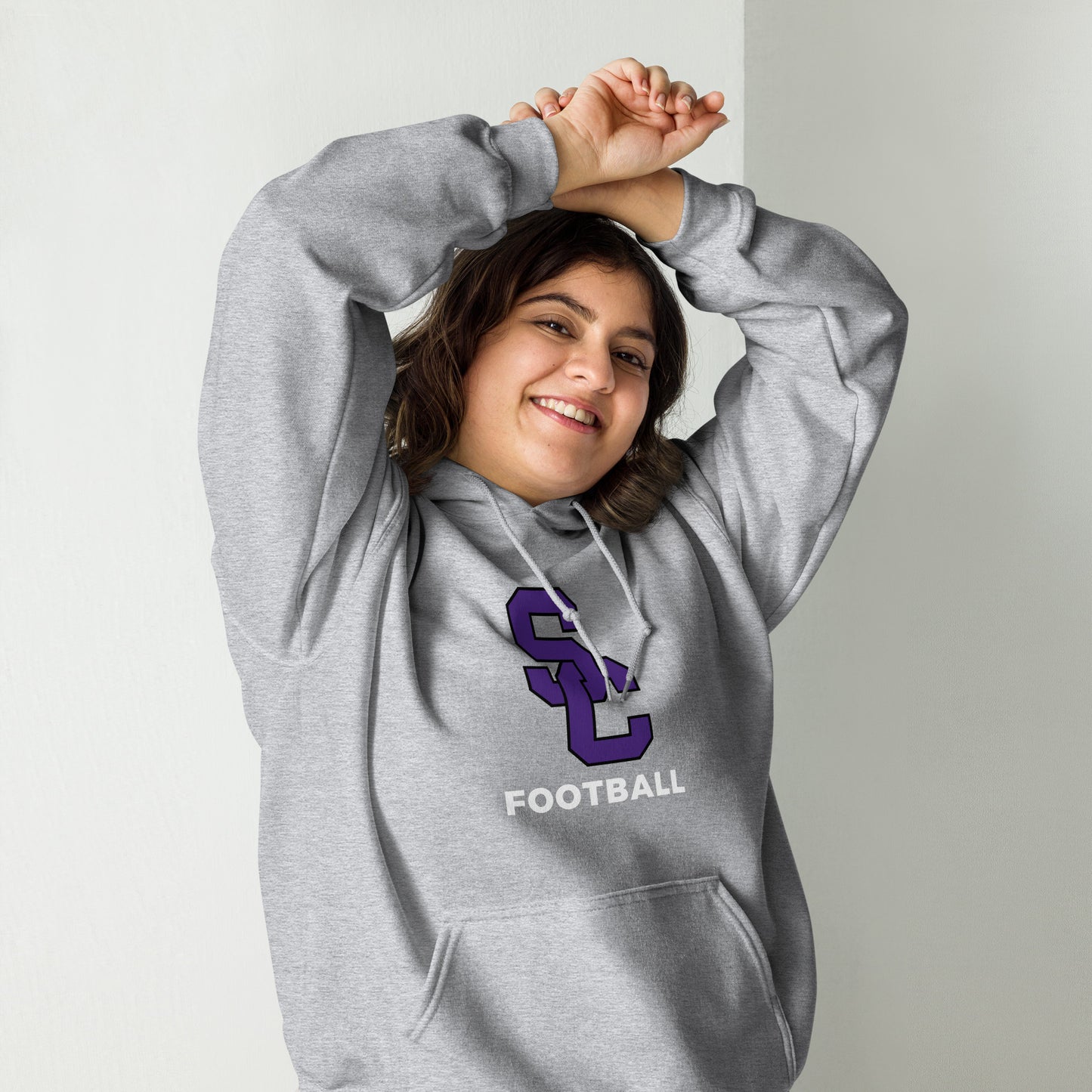 Interlocking SC Football Purple w/ White Unisex Hoodie