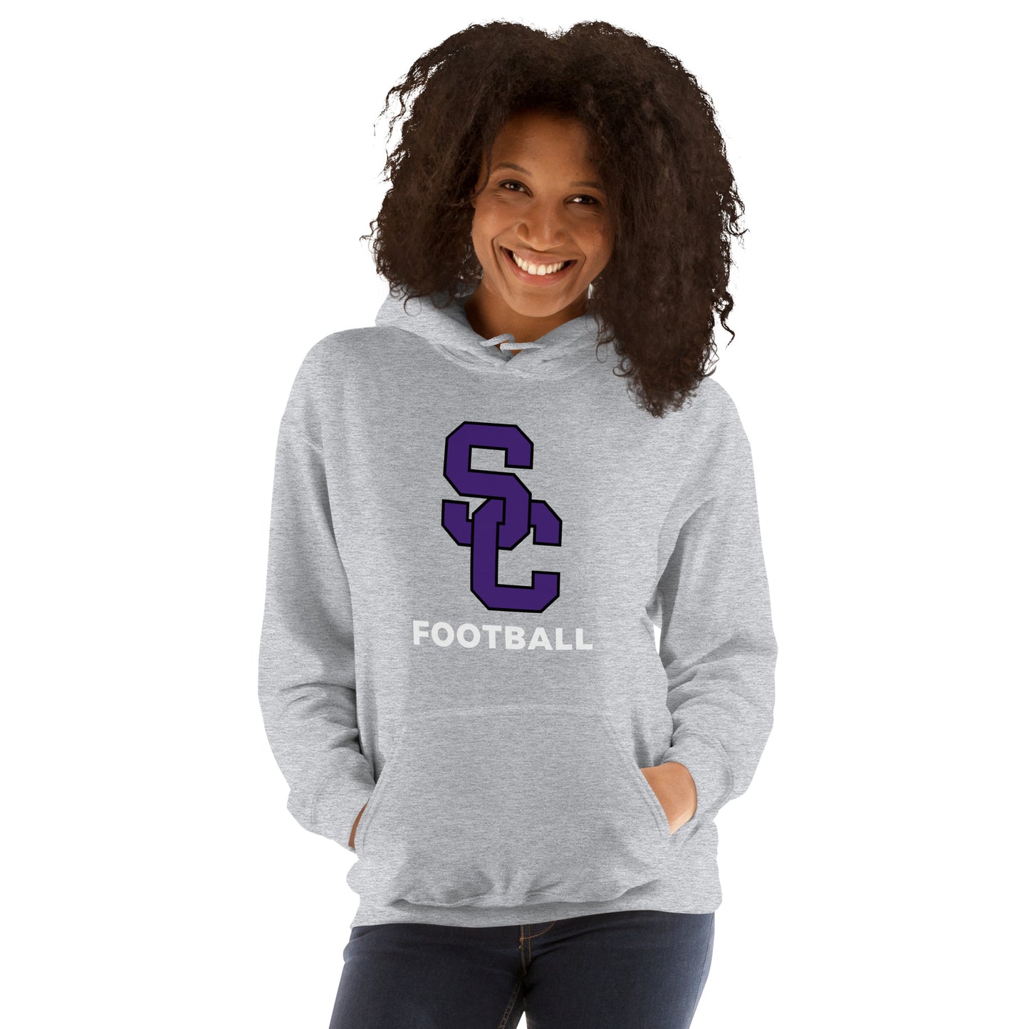 Interlocking SC Football Purple w/ White Unisex Hoodie