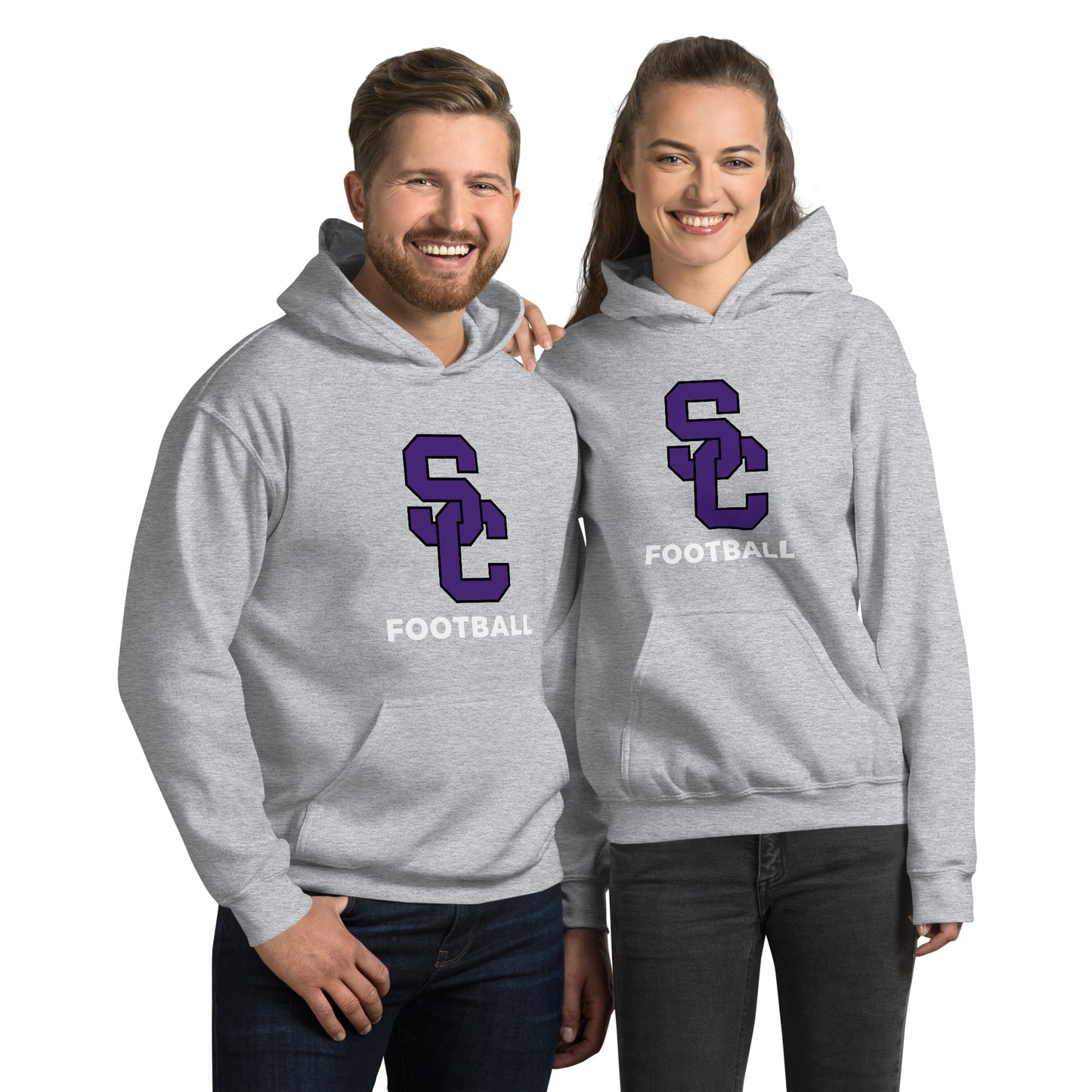 Interlocking SC Football Purple w/ White Unisex Hoodie