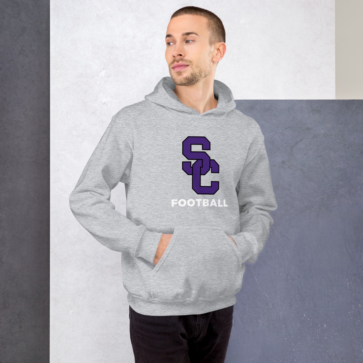 Interlocking SC Football Purple w/ White Unisex Hoodie