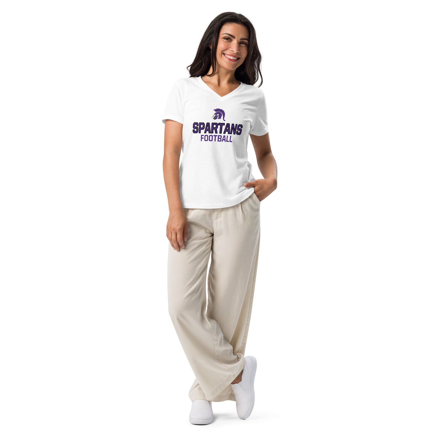 Women’s Spartans Football Relaxed V-neck T-shirt